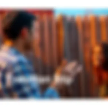A person gestures while talking about a privacy fence, accidentally mixing up words, causing laughter among friends nearby.