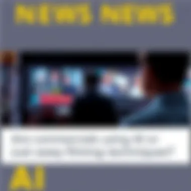 Commercial with AI Elements A commercial scene showing a blend of AI technology and filming techniques, with a person reacting to an ad on screen, capturing the uncanny feel of modern advertising.