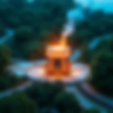 A concept image showing a futuristic fusion power plant with clean energy technology in a lush environment.