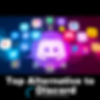 Various logos and icons representing different communication platforms similar to Discord, arranged visually to show diversity in features and community focus.