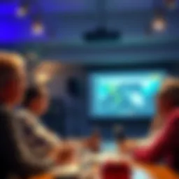 A community meeting discussing the switch from Flock camera systems to other surveillance options, showing concerned citizens and a presentation screen.