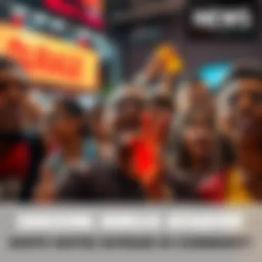 A group of diverse people expressing anger and frustration over recent shocking behavior in a public setting