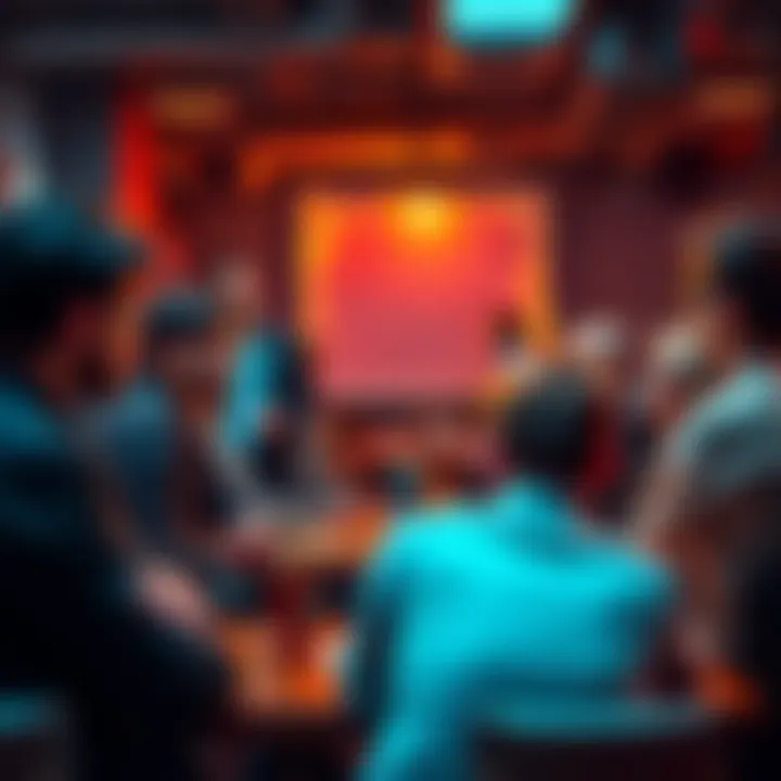 A group of people discussing ideas and sharing feedback in a casual setting.