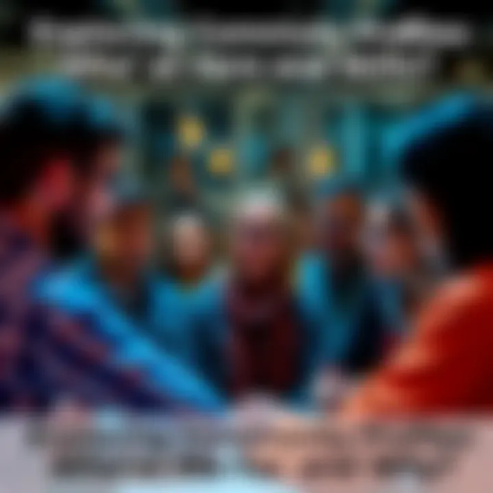 A diverse group of people representing various professions and skills, including coders and non-coders, gathered to discuss their backgrounds and experiences in an online community.