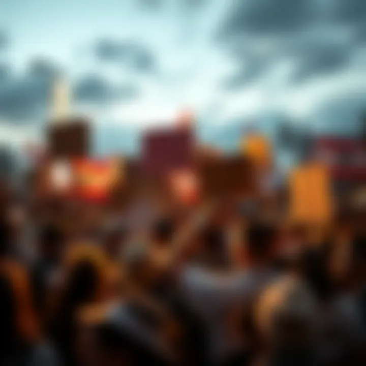 People gather with signs to protest Lebanese community issues, showing unity in frustration.