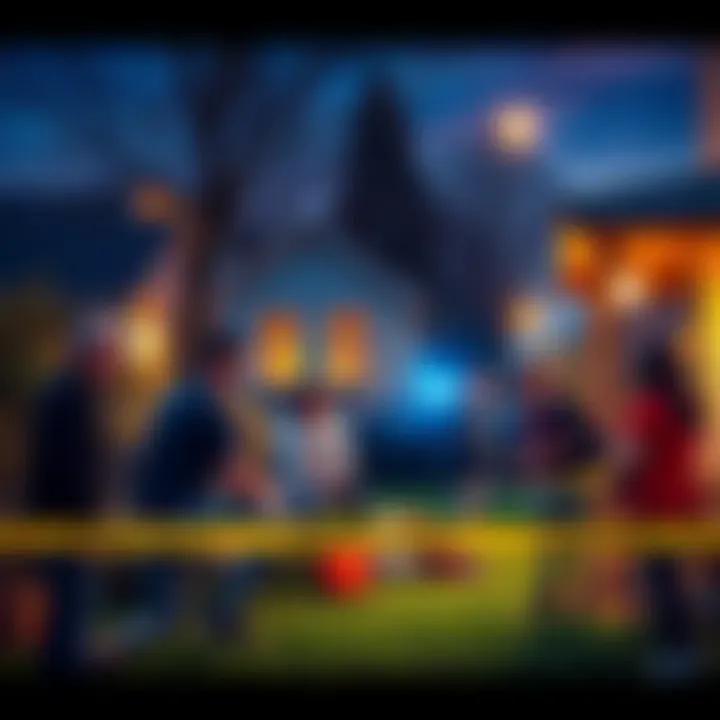 Local residents gather in a neighborhood to discuss safety after a stabbing incident.