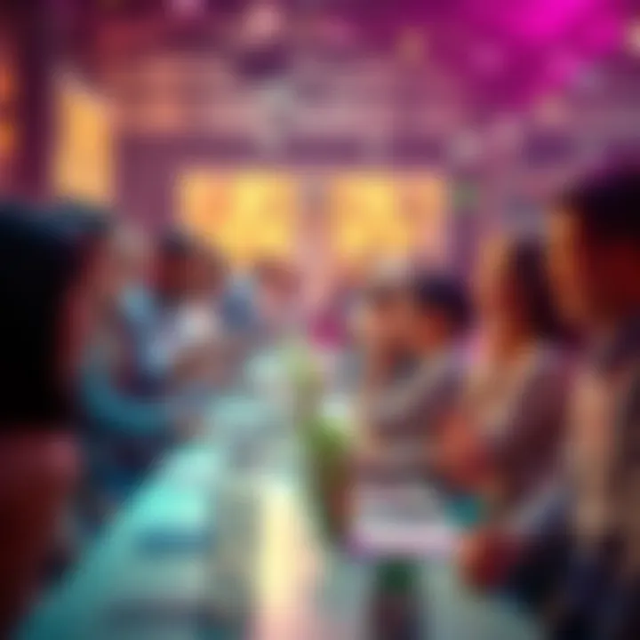 Community Sharing Event People sharing their weekly achievements and progress in a vibrant community setting