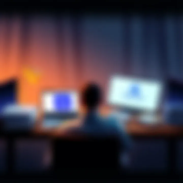 Comparing ChatGPT and Gemini A person sits at a desk, looking at a laptop with ChatGPT and Gemini logos on the screen, surrounded by finance books and notes, contemplating a decision.