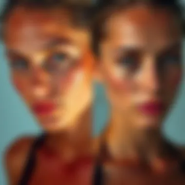 Side-by-side comparison of colorized images using Klein 9B and Klein 9B KV, showcasing variations in skin texture and pose details.