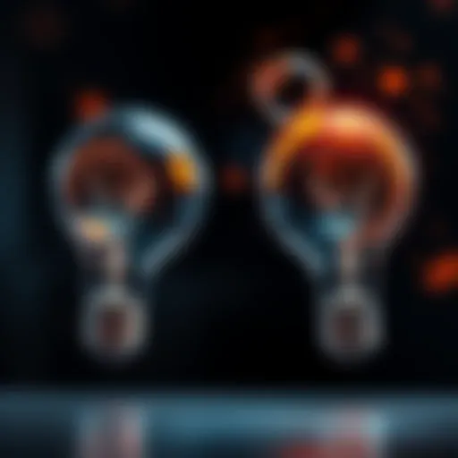 A visual representation showing the main differences between two competing ideas, highlighting key points methodically.