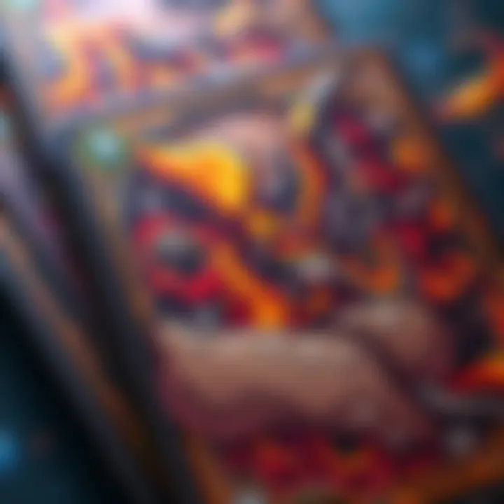 A close-up of a gaming card showcasing intricate artwork that may be hard to read.