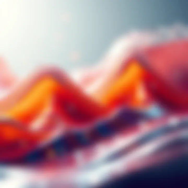An abstract representation of trigonometric functions with colorful waves and mathematical symbols, showing the interplay of sin, cos, and tan functions.