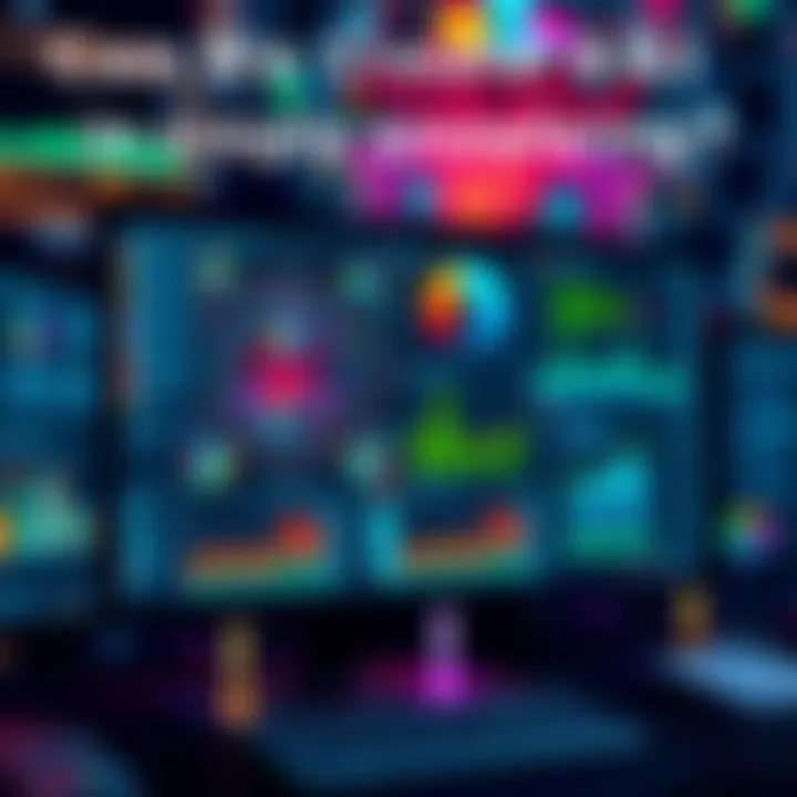 A computer screen displaying complex data visualizations representing human knowledge being processed for artificial general intelligence.