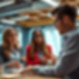 Employees discussing concerns about workload and management decisions in an office environment