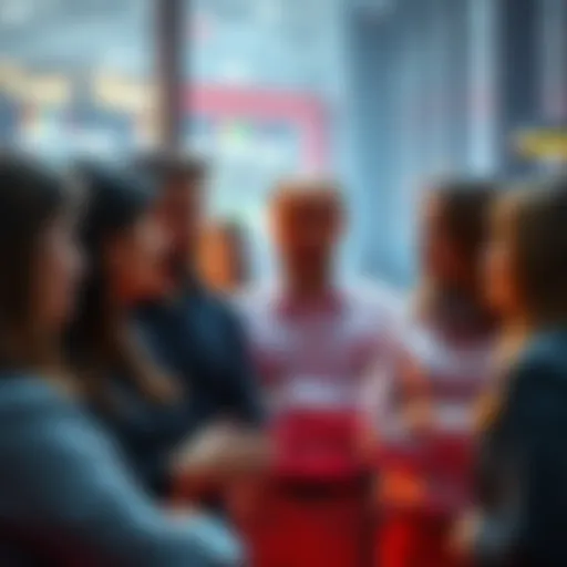 A group of worried individuals discussing the impact of artificial intelligence on jobs and society in a modern setting.