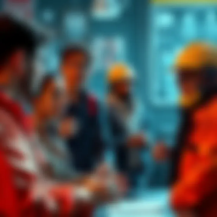 A group of worried workers talking about the impact of AI on their creative jobs