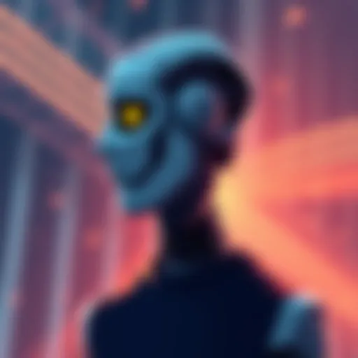 An illustration showing a robot overshadowing a person, symbolizing concerns over AI taking away human skills and creativity.