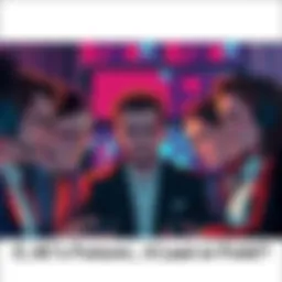 A worried group of people discussing the future of C.AI, showing expressions of doubt and frustration, with ads visible on their screens.