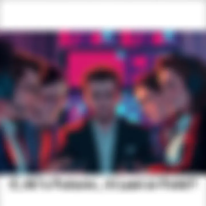 A worried group of people discussing the future of C.AI, showing expressions of doubt and frustration, with ads visible on their screens.