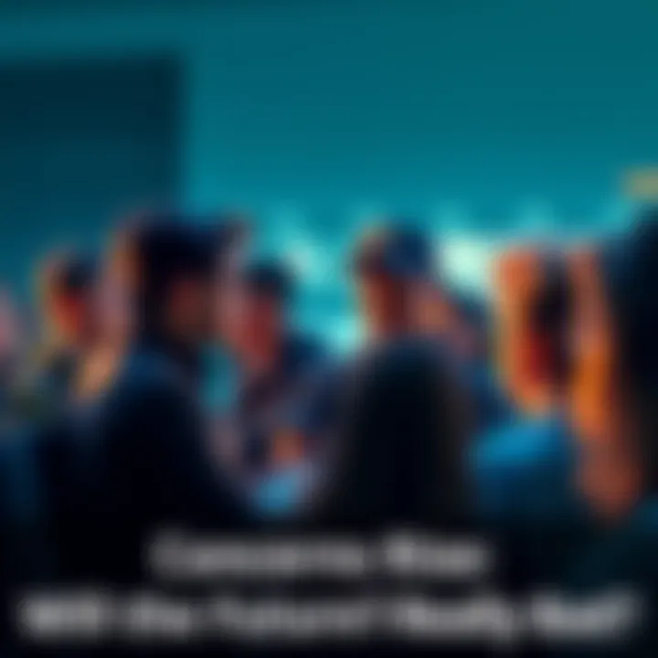 A group of people engaging in a serious conversation, expressing worries about the future and potential challenges ahead