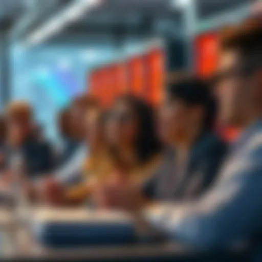 A group of people discussing and expressing concerns about data centers in a meeting setting, showing worried expressions.