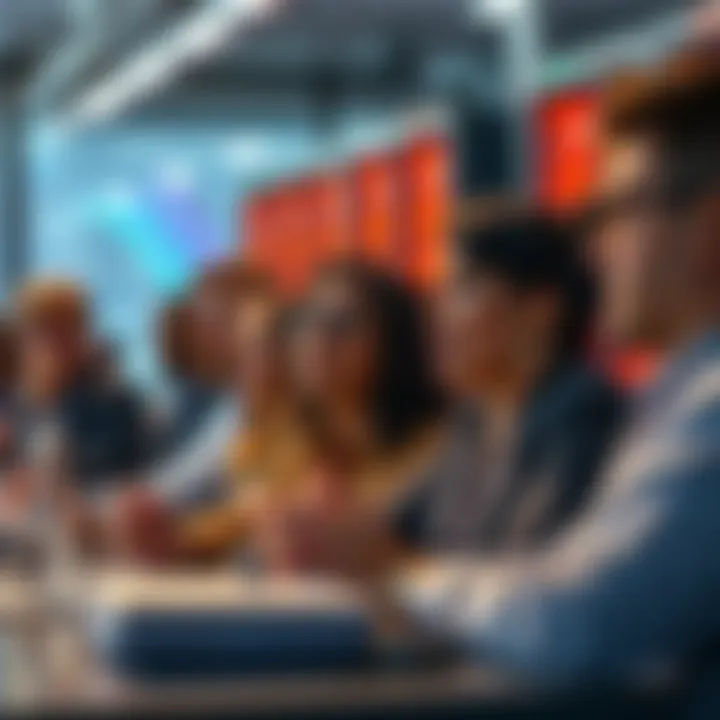 A group of people discussing and expressing concerns about data centers in a meeting setting, showing worried expressions.