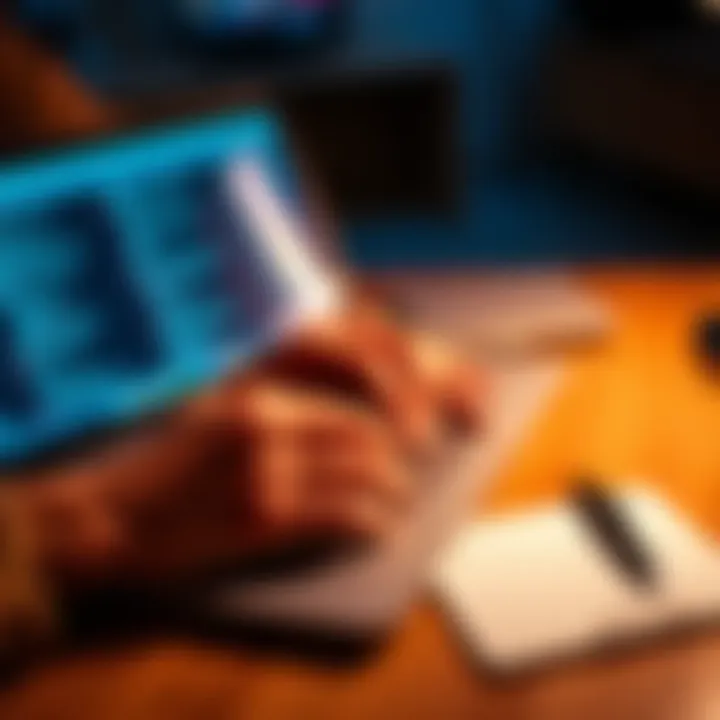 A person typing short prompts on a laptop with a notepad beside them, focusing on clarity and productivity.