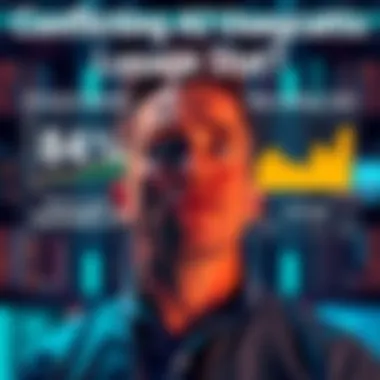 Conflicting AI Usage Stats A person looking confused at two charts: one showing 84% never used Generative AI and another claiming billions of users, highlighting the data contradiction.