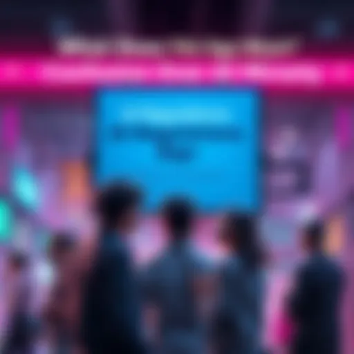 A group of people standing confused in front of a sign about AI regulations, looking at each other with puzzled expressions.