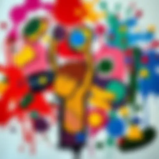 A perplexing piece of student artwork featuring chaotic colors and shapes, showcasing confusion and frustration in an art class setting.