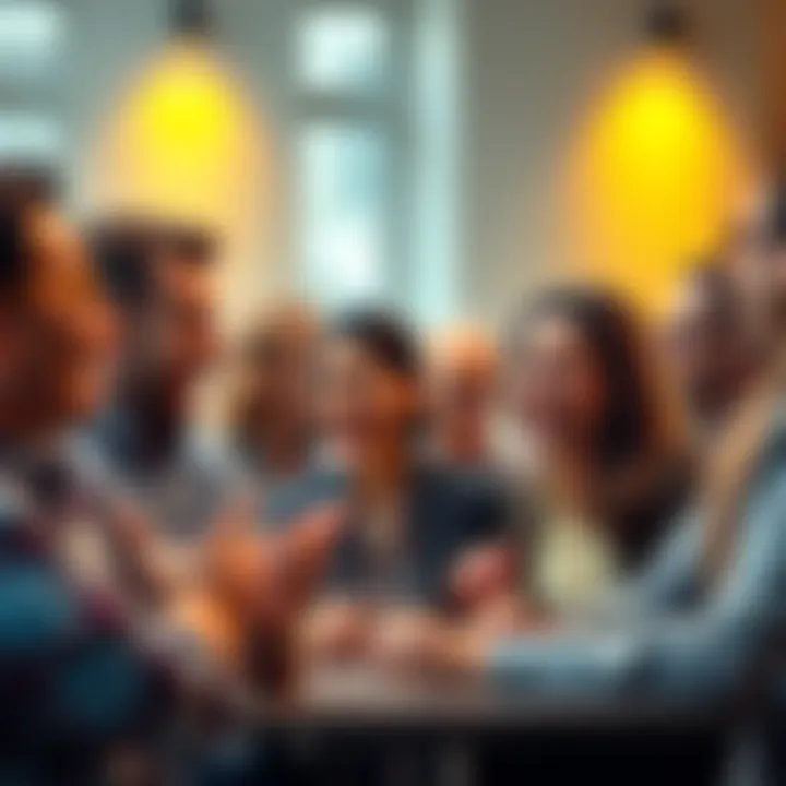 A group of people discussing the importance of consumer rights in transactions, showcasing a mix of laughter and serious expressions, highlighting the humorous yet serious tone of the debate.