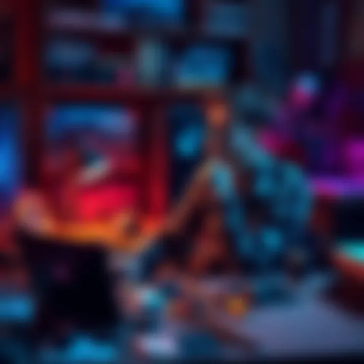 A young person sitting at a desk surrounded by game design materials and construction tools, looking thoughtful about their career path.