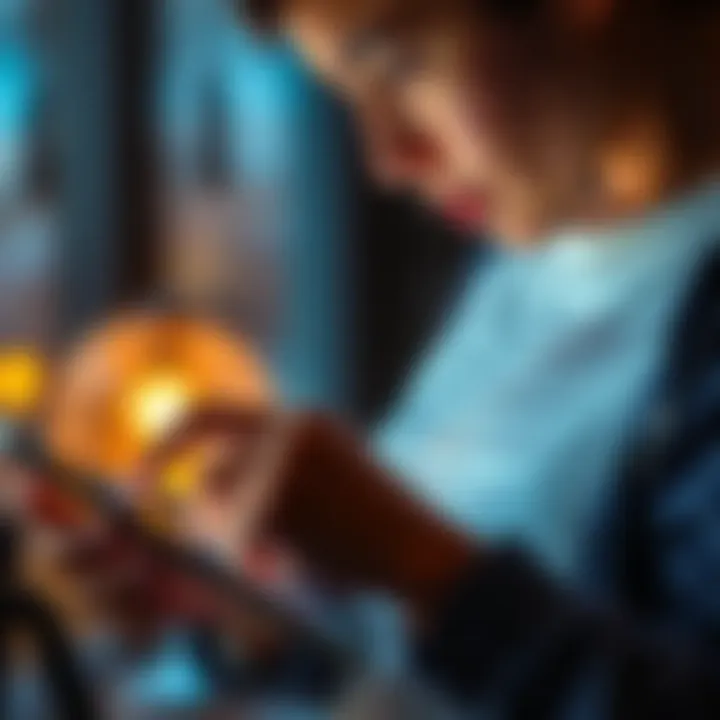 A person reading a digital article on a tablet, highlighting important text with a focused expression, symbolizing the value of content quality over source.