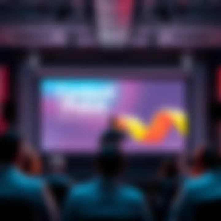 A person presenting in front of an audience with a projector screen showing contrasting visuals for content and polish.