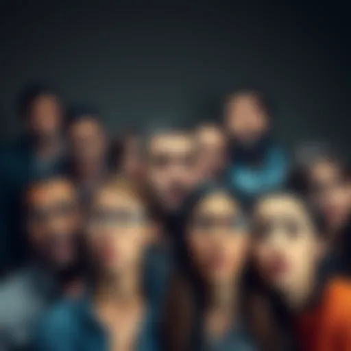 A diverse group of people showing different expressions of confusion and disappointment, representing hypocrisy in social interactions.