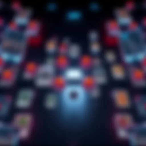 A visual representation of various control nodes connected in a card game layout, showing scalability aspects and design flow.