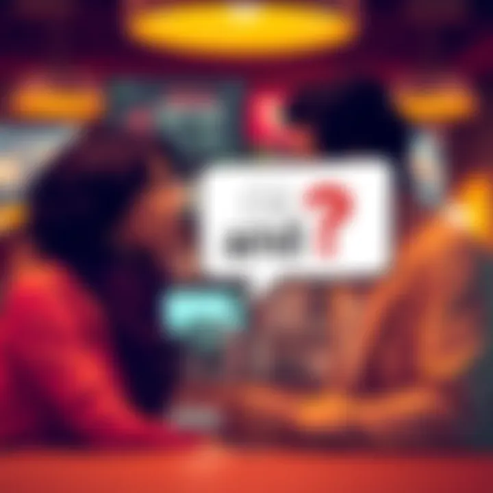 Two people in a conversation with a speech bubble showing the phrase 'Ok and?'.