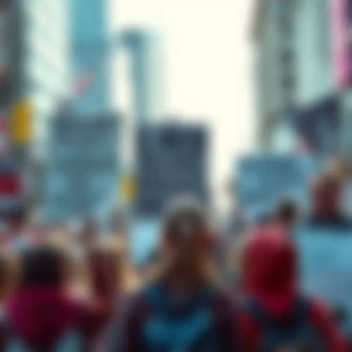 A diverse group of people holding signs expressing frustration over copyright issues in a public demonstration