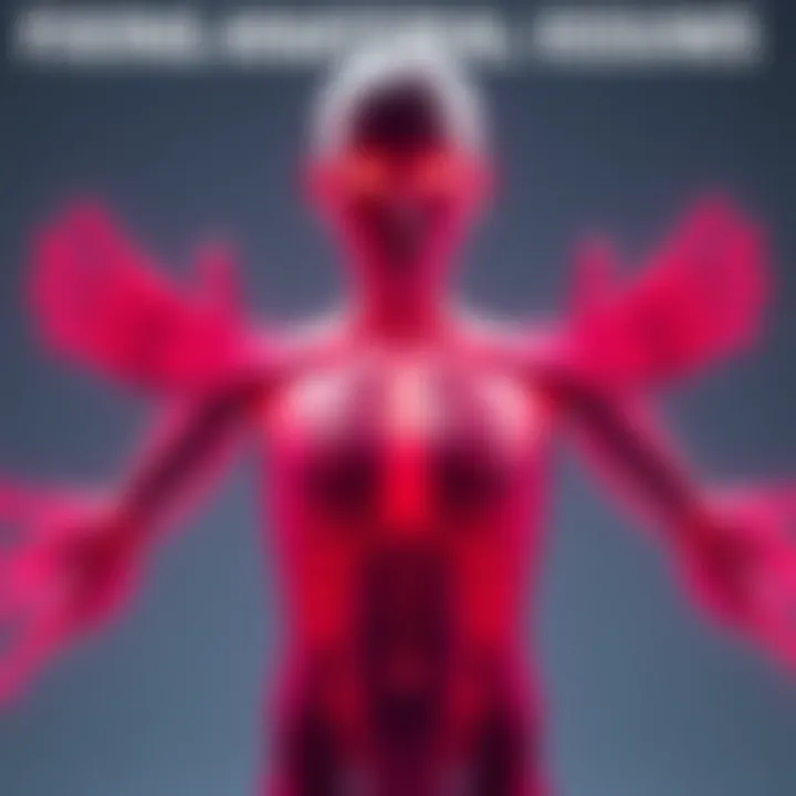 A digital model of a character with extra arms and fingers, showing areas marked for correction, tools, and guides for fixing anatomical issues.