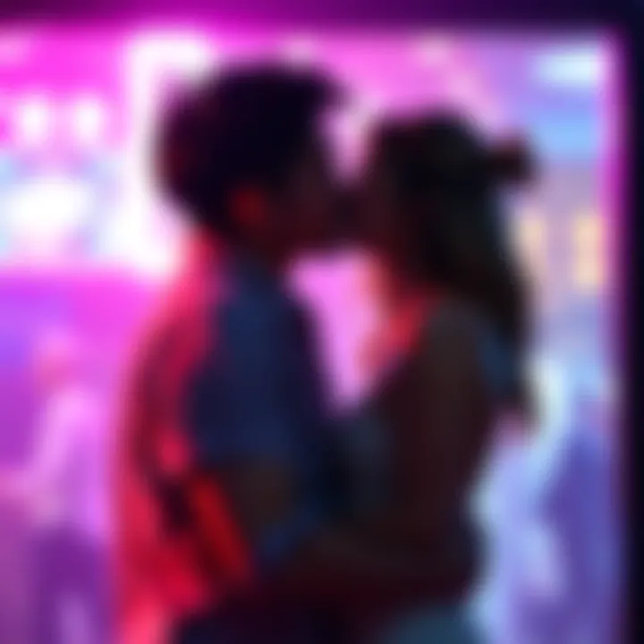 A couple sharing a kiss in a romantic movie scene, showcasing typical pop culture portrayal of romance.