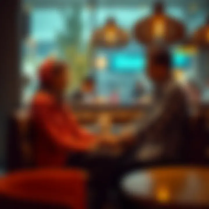 A couple sitting together, holding hands in a cozy café, reflecting love and connection in a modern setting.