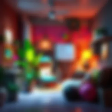 A colorful redesign of capsule art for a cozy decorating game, featuring charming elements like plants and cozy interiors.