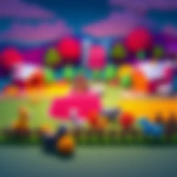 An inviting cozy farming mockup with colorful fields, barns, and playful animals, showcasing a fun environment for players.