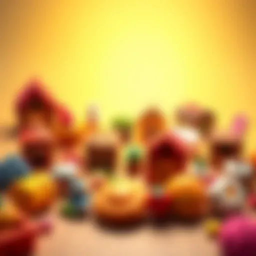 Different styles of item icons for a cozy farming simulation game on a colorful background.