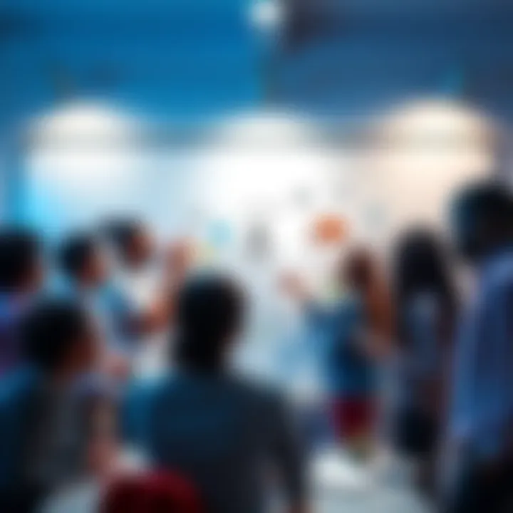 A group of diverse people brainstorming ideas to build AI tools on a whiteboard