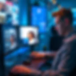 A person working on a computer with LTX 2.3 software, focusing on generating UGC-style product videos from a large catalog of images.