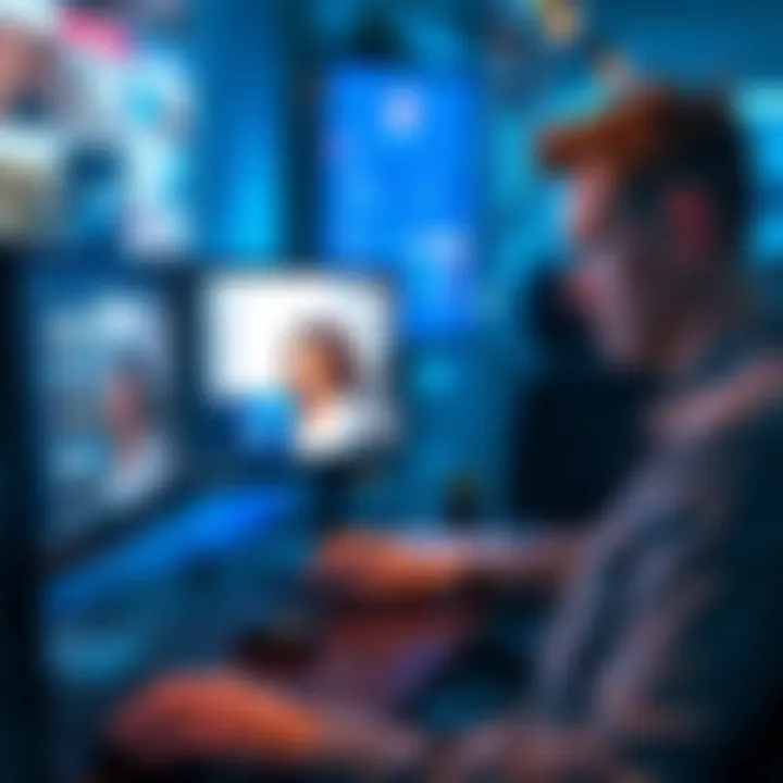A person working on a computer with LTX 2.3 software, focusing on generating UGC-style product videos from a large catalog of images.