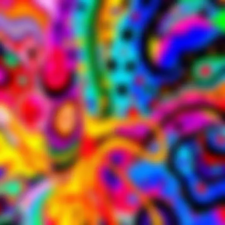 Colorful abstract art piece generated by AI, showcasing imaginative patterns and vibrant colors.