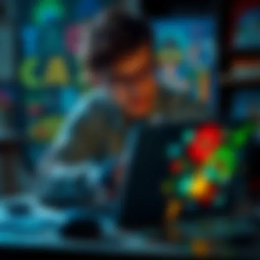 An artist uses RampART-v0.1 on a laptop to safeguard their artwork from AI theft