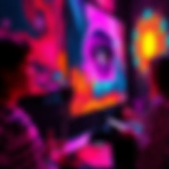 A group of artists expressing frustration with AI-generated art through colorful vent art pieces